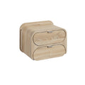 Moderne nachtkast met twee lades van natuurlijk hout.